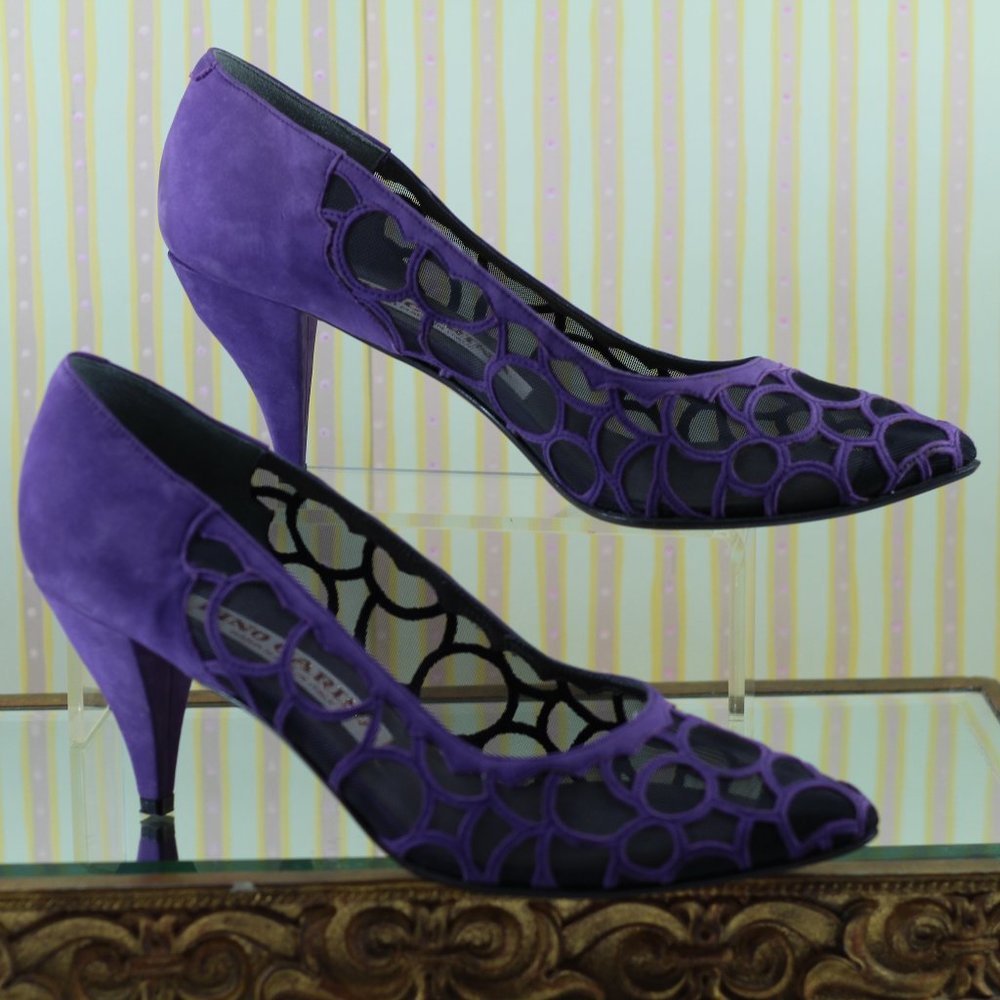 Pino Carina Hand Made Purple Suede Pumps